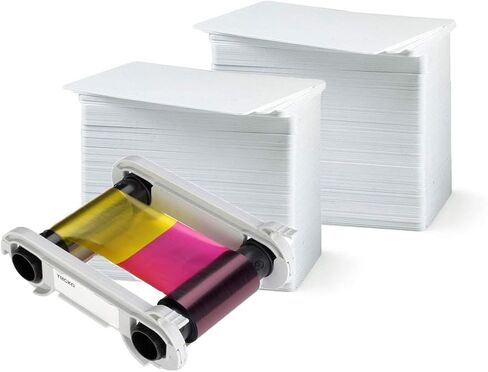 Evolis R5F002AAA Color Ribbon - YMCKO - 200 Prints with Bodno Premium CR80 30 Mil Graphic Quality PVC Cards - Qty 200 in Saudi Arabia