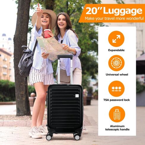 Panana Carry-on Suitcase 20-Inch, Expandable 4 Wheel Cabin Luggage Suitcase, ABS+PC Hardshell Spinner Trolley for Lightweight Luggage with TSA Locks (Red) in Kuwait