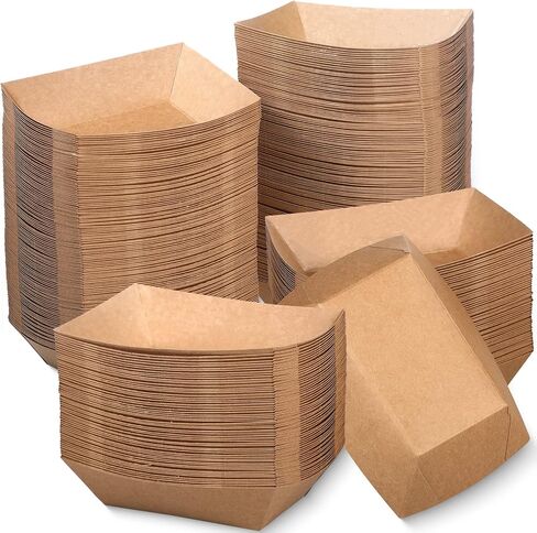 1000 قطعة من قوارب الطعام الورقية السائبة، صينية طعام بوزن 2 رطل، صواني ناتشو من الورق المقوى كرافت، حاوية تقديم هوت دوج، حامل قلي فرنسي للامتياز، تقف مقاومة للتخييم والنزهات والشواء وكرنفالات عيد الميلاد in Kuwait