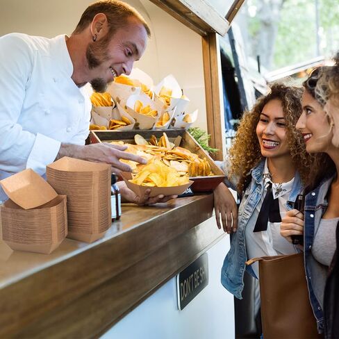 1000 قطعة من قوارب الطعام الورقية السائبة، صينية طعام بوزن 2 رطل، صواني ناتشو من الورق المقوى كرافت، حاوية تقديم هوت دوج، حامل قلي فرنسي للامتياز، تقف مقاومة للتخييم والنزهات والشواء وكرنفالات عيد الميلاد in Kuwait