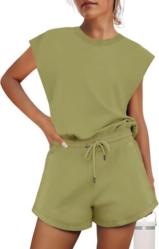 Yanekop Womens Athletic Romper Loose Crewneck Short Jumpsuit Open Back Summer One Piece Outfits with Pockets in Kuwait