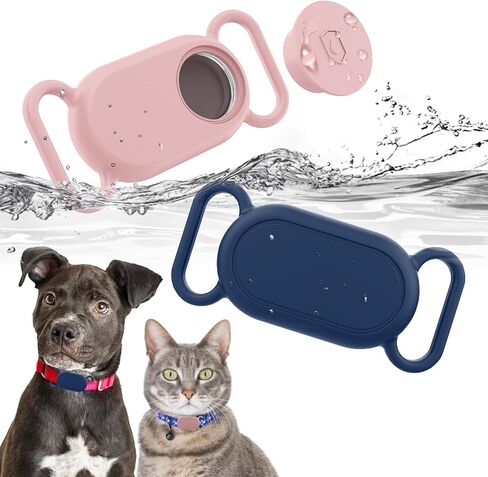 2 Pack Dog Collar Holder for SmartTag2, Waterproof Silicone Case for Pet Cat, Anti-Lost Scratch Resistant Protective Cover Accessory for Smart tag2 (Blue,Pink) in Saudi Arabia