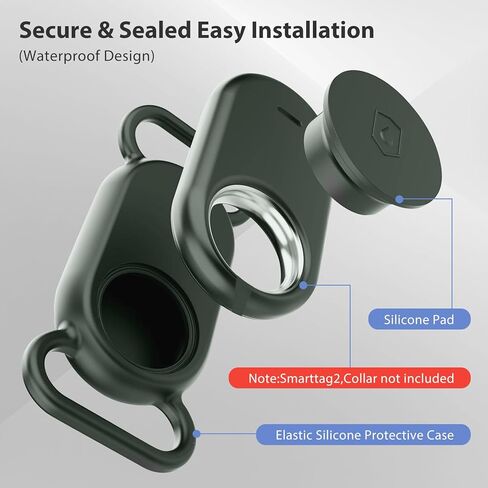 2 Pack Dog Collar Holder for SmartTag2, Waterproof Silicone Case for Pet Cat, Anti-Lost Scratch Resistant Protective Cover Accessory for Smart tag2 (Blue,Pink) in Kuwait