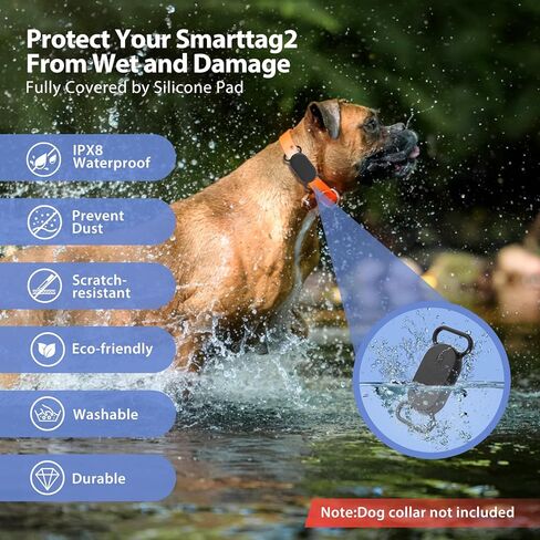 2 Pack Dog Collar Holder for SmartTag2, Waterproof Silicone Case for Pet Cat, Anti-Lost Scratch Resistant Protective Cover Accessory for Smart tag2 (Blue,Pink) in Kuwait