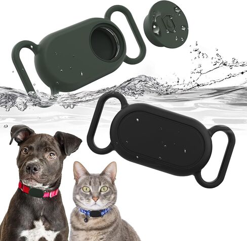 2 Pack Dog Collar Holder for SmartTag2, Waterproof Silicone Case for Pet Cat, Anti-Lost Scratch Resistant Protective Cover Accessory for Smart tag2 (Blue,Pink) in Kuwait