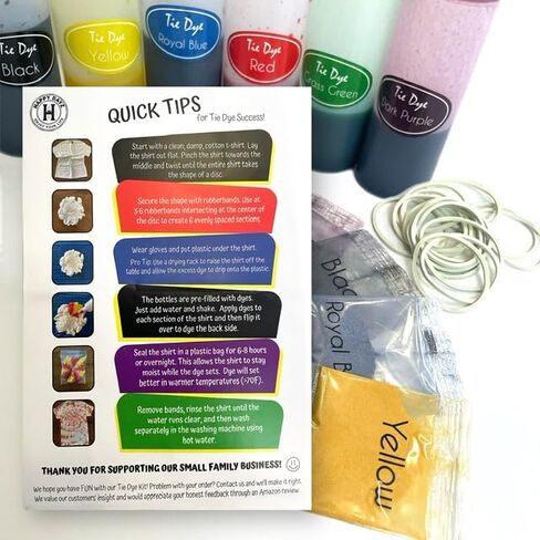 Tie Dye Kit for Kids - Superhero Themed Fabric Dye Kit w/Dye - Tie Dye Kits for Adults Includes 6 Pre-Filled Bottles, Rubber Bands, Gloves, & More - Ideal for Superhero Party Supplies & Projects in Saudi Arabia