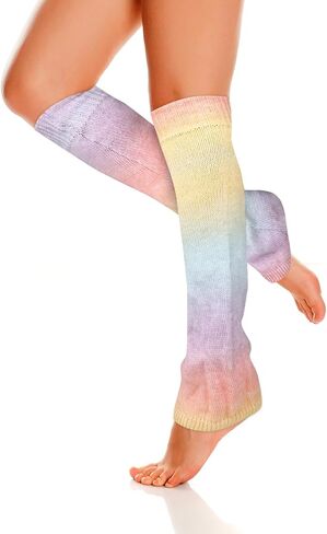 Benefeet Sox Womens Girls Cute Y2K Leg Warmers Kawaii Cotton Knit Knee High Stockings Colorful Tie-dye Winter Warm Leg Warmer in Saudi Arabia
