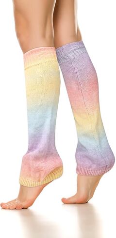 Benefeet Sox Womens Girls Cute Y2K Leg Warmers Kawaii Cotton Knit Knee High Stockings Colorful Tie-dye Winter Warm Leg Warmer in Saudi Arabia
