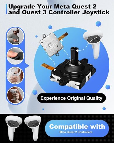 OLCLSS Joystick Replacement Kit for Oculus Quest 2 Controller, Repair Accessories for Meta Quest 3 Controller, Include 2 Joysticks, T5 Screwdriver, Tweezer, Pry Tool, 4 Thumbstick Grips in Kuwait