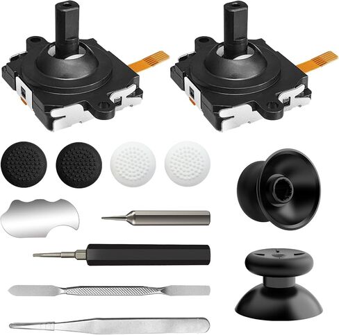 OLCLSS Joystick Replacement Kit for Oculus Quest 2 Controller, Repair Accessories for Meta Quest 3 Controller, Include 2 Joysticks, T5 Screwdriver, Tweezer, Pry Tool, 4 Thumbstick Grips in Kuwait
