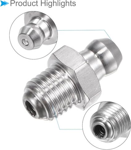 تركيب شحم مستقيم من الفولاذ المقاوم للصدأ 304، | M6x1mm متري | حلمة الشحم الهيدروليكي - (الاستعمالات: لاستبدال أداة الزيت المفقودة أو المكسورة)، 10 قطع in Saudi Arabia
