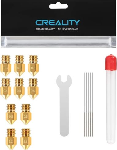 مجموعة فوهات Creality Ender 3 فوهة MK8 مع 10 قطع فوهات نحاسية للطابعة ثلاثية الأبعاد 0.3/0.4/0.5/1.2 مم 5 قطع منظفات الفوهة 1 قطعة مفتاح فوهة مفتوح لسلسلة Ender 3/Ender 5 Series/Ender-6/CR-10/CR-6 in Kuwait