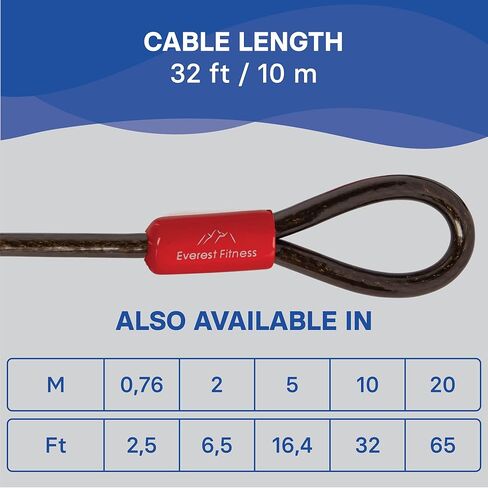 قفل الكابل - أقفال دراجة أمان بطول 6.5 قدم مع حلقات - كابل فولاذي مطلي بالبلاستيك عالي التحمل مضاد للسرقة in Kuwait