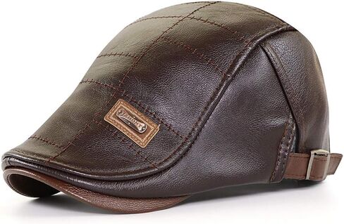 Govicta Men Adjustable PU Leather Ivy Cap Newsboy Hat Fishing Hat for Men Dark Coffee in Saudi Arabia