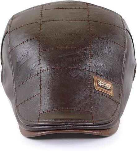Govicta Men Adjustable PU Leather Ivy Cap Newsboy Hat Fishing Hat for Men Dark Coffee in Saudi Arabia