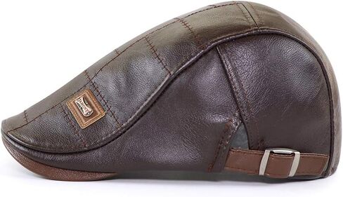 Govicta Men Adjustable PU Leather Ivy Cap Newsboy Hat Fishing Hat for Men Dark Coffee in Saudi Arabia
