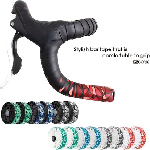 GORIX Bar Tape Handlebar Grip Wrap+2 Bar Plug Rose Pattern Road Mountain Bicycle Cycling (GX-BARA(Global Edition)) (Black×Celeste) in Saudi Arabia