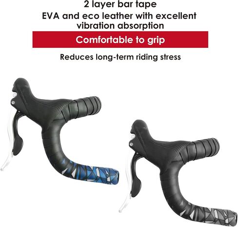 GORIX Bar Tape Handlebar Grip Wrap+2 Bar Plug Rose Pattern Road Mountain Bicycle Cycling (GX-BARA(Global Edition)) (Black×Celeste) in Saudi Arabia