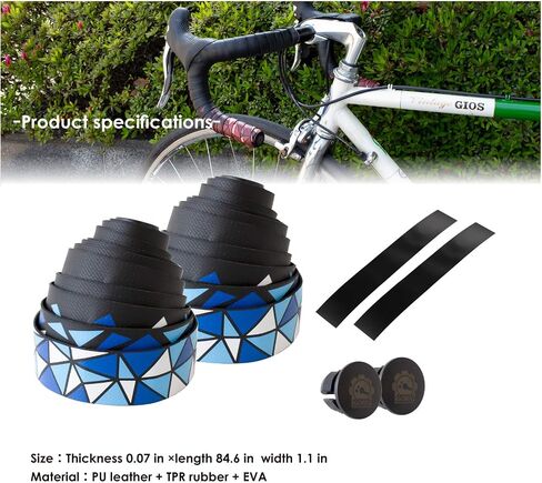 GORIX Bar Tape Handlebar Grip Wrap+2 Bar Plug Rose Pattern Road Mountain Bicycle Cycling (GX-BARA(Global Edition)) (Black×Celeste) in Saudi Arabia
