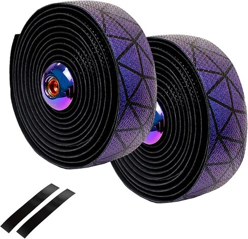 GORIX Bar Tape Handlebar Grip Wrap+2 Bar Plug Rose Pattern Road Mountain Bicycle Cycling (GX-BARA(Global Edition)) (Black×Celeste) in Saudi Arabia