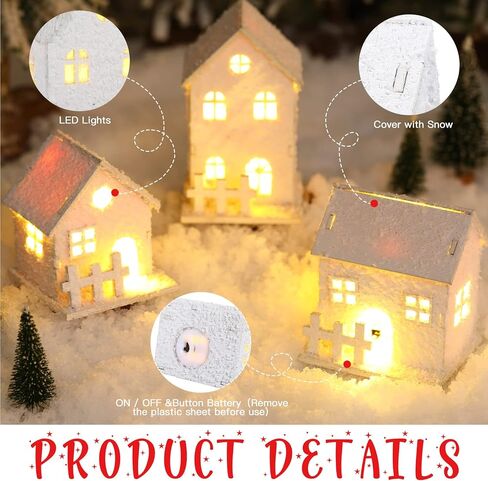 Gerrii 17 Pcs Christmas Village Sets Winter Houses Village with Lighted LED Accessories Christmas Village Figurines Scene Desktop Ornament for Indoor Room Landscape Xmas Holiday Party Decor in Saudi Arabia