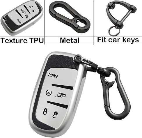 for Jeep Key fob Cover,Texture case,with Keychain,Key Shell/Skin,5-Buttons,fit Grand Cherokee Renegade for Chrysler for Durango Journey,ect Remote Key Vehicle Accessories,Red Texture in Kuwait