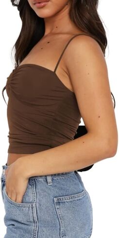 Women Sleeveless Sexy Backless Bowknot Pleated Short Y2K Strappy Ruched Tank Top Summer Slim Fit Cute Fashion Tops in Saudi Arabia
