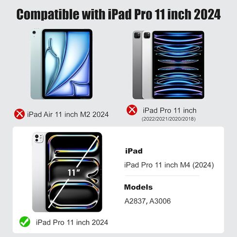 واقي شاشة TQLGY 2+2 لجهاز iPad Pro 11 بوصة M4 (2024، الجيل الخامس) مع واقي عدسة الكاميرا، تركيب تلقائي لإزالة الغبار، زجاج مقسى 9H، متوافق مع Face ID وقلم Apple in Kuwait