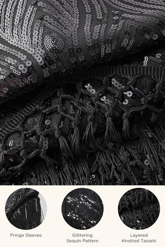 BABEYOND 1920s Flapper Dress Long Fringed Gatsby Dress Roaring 20s Sequins Beaded Dress Vintage Art Deco Dress in Saudi Arabia