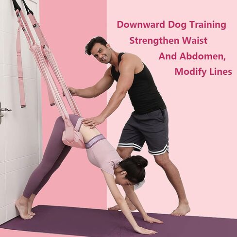 Upgraded Yoga Fitness Stretching Strap with Cushion, Adjustable Height Leg Stretcher Strap Waist Back Bend Assist Trainer, Improve Flexibility, for Dance Ballet Pilates Gymnastics Split Rehab in Kuwait