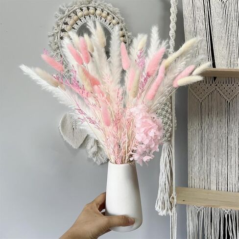 Natural Dried Pampas Grass Brown Pampas Boho Home Decor Bouquet White Pampas Grass Dried Flowers Bouquet for Home, Rustic Party (WZH01) in Kuwait
