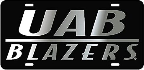 Black License Plate Frame Silver Mirror Inlays (Alabama) in Saudi Arabia
