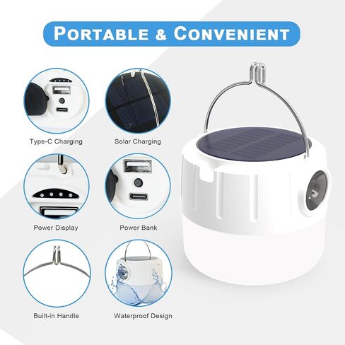 Foldable Rechargeable Camping Lantern, 3 Lighting Modes with 3500mAh Rechargeable Battery, IP65 Waterproof Portable Lanterns for Power Outages, Hiking, Hurricane, Emergency, Home in Kuwait