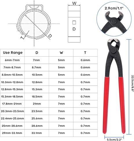 130 قطعة 6-33.1 مللي متر 304 أذن واحدة من الفولاذ المقاوم للصدأ 11 مقاسات خرطوم المشابك تشكيلة مع أداة كماشة للأنابيب والسباكة والسيارات وخطوط الوقود in Kuwait
