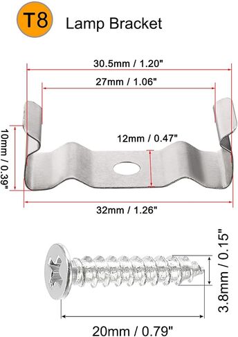 MECCANIXITY T5 Clips Bracket Hanger Fluorescent Tube Light Fixture Holder Clamps with Screws for LED Bulbs Ceiling Lamp, Pack of 20 in Saudi Arabia