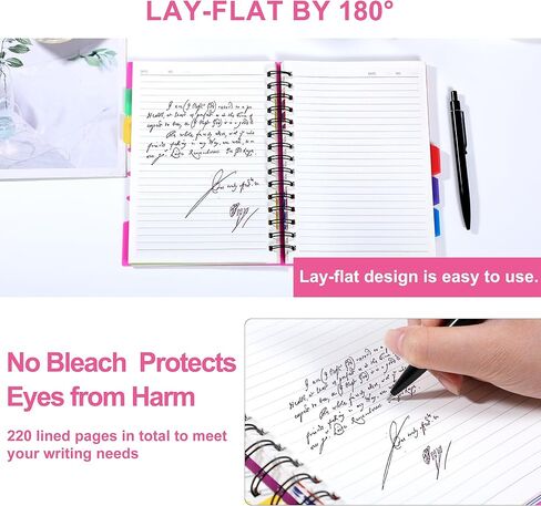 CAGIE 5 Subject Notebooks College Ruled Spiral Notebook 5x7 Hardcover Notebook with Divider Tabs 220 Pages Small Notebook for Work A5 Spiral Notebook College Ruled Notebook for Note Taking School in Kuwait