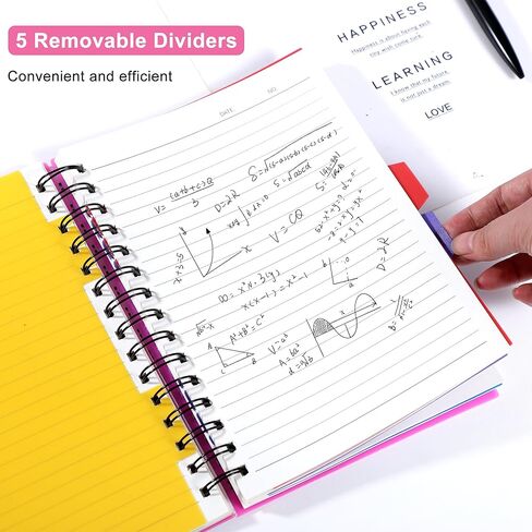 CAGIE 5 Subject Notebooks College Ruled Spiral Notebook 5x7 Hardcover Notebook with Divider Tabs 220 Pages Small Notebook for Work A5 Spiral Notebook College Ruled Notebook for Note Taking School in Kuwait