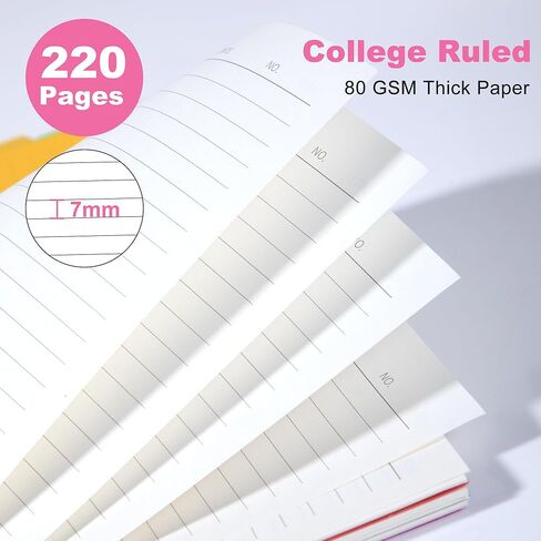 CAGIE 5 Subject Notebooks College Ruled Spiral Notebook 5x7 Hardcover Notebook with Divider Tabs 220 Pages Small Notebook for Work A5 Spiral Notebook College Ruled Notebook for Note Taking School in Kuwait