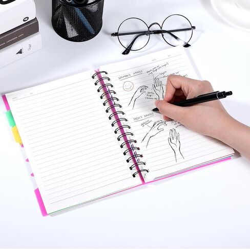 CAGIE 5 Subject Notebooks College Ruled Spiral Notebook 5x7 Hardcover Notebook with Divider Tabs 220 Pages Small Notebook for Work A5 Spiral Notebook College Ruled Notebook for Note Taking School in Kuwait