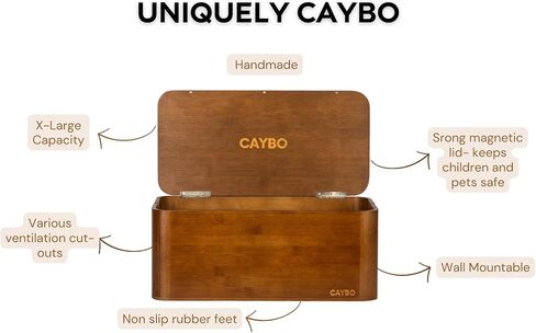 X-Large Cable Organizer Box – Bamboo Cord Management Box with Magnetic Lid, 3 Cut-Outs & Anti-Slip Feet – Our Modern, Mountable Cord Box Hider Fits Most Power Strips – Walnut in Saudi Arabia