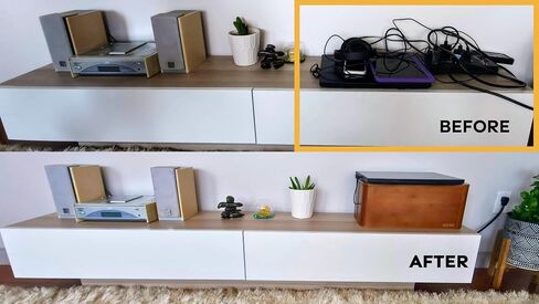 X-Large Cable Organizer Box – Bamboo Cord Management Box with Magnetic Lid, 3 Cut-Outs & Anti-Slip Feet – Our Modern, Mountable Cord Box Hider Fits Most Power Strips – Walnut in Saudi Arabia