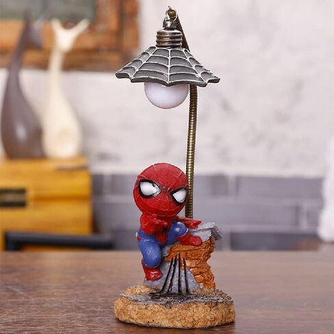 Spider Superhero Streetlight LED Mood Light Desk Lamp Night Light, Superhero Night Light 7 Inches White Light Home Decor Cool Stuff Christmas Birthday Gifts for Kids Boys Girls, Desk Decor for Men (A) in Saudi Arabia