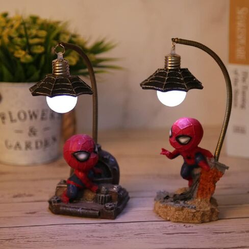 Spider Superhero Streetlight LED Mood Light Desk Lamp Night Light, Superhero Night Light 7 Inches White Light Home Decor Cool Stuff Christmas Birthday Gifts for Kids Boys Girls, Desk Decor for Men (A) in Saudi Arabia