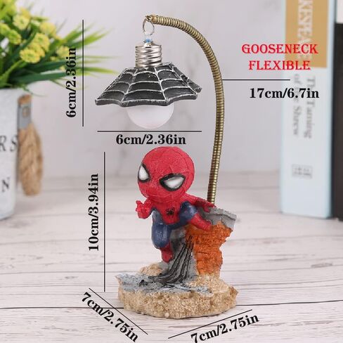 Spider Superhero Streetlight LED Mood Light Desk Lamp Night Light, Superhero Night Light 7 Inches White Light Home Decor Cool Stuff Christmas Birthday Gifts for Kids Boys Girls, Desk Decor for Men (A) in Saudi Arabia