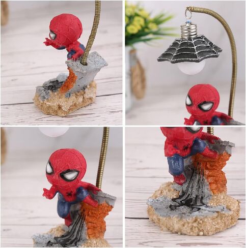 Spider Superhero Streetlight LED Mood Light Desk Lamp Night Light, Superhero Night Light 7 Inches White Light Home Decor Cool Stuff Christmas Birthday Gifts for Kids Boys Girls, Desk Decor for Men (A) in Saudi Arabia