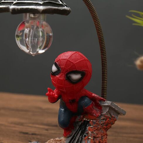 Spider Superhero Streetlight LED Mood Light Desk Lamp Night Light, Superhero Night Light 7 Inches White Light Home Decor Cool Stuff Christmas Birthday Gifts for Kids Boys Girls, Desk Decor for Men (A) in Saudi Arabia