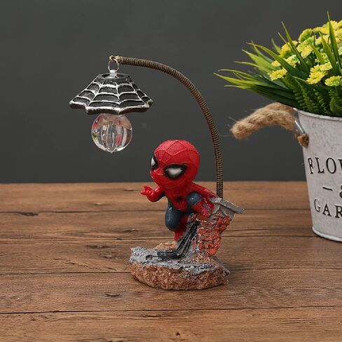 Spider Superhero Streetlight LED Mood Light Desk Lamp Night Light, Superhero Night Light 7 Inches White Light Home Decor Cool Stuff Christmas Birthday Gifts for Kids Boys Girls, Desk Decor for Men (A) in Saudi Arabia