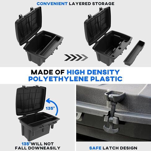 UTV Bed Storage Box for Ranger/General 16-24, Removable Rear Cargo Storage Box Bin Trunk Bed Box with Lid for Polaris Ranger XP 1000 Crew 570 900 General 1000 2016-2024 Accessories in Saudi Arabia