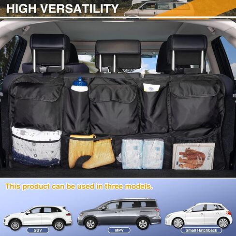 منظم صندوق السيارة لسيارات الدفع الرباعي، ومنظمات السيارات وتخزين المقعد الخلفي القابل للطي، مقاس 42.5 بوصة، منظم صندوق أدوات الشاحنة، ملحقات شبكة الشحن، صندوق السيارة، تخزين معلق باللون الأسود in Kuwait