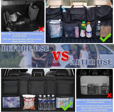منظم صندوق السيارة لسيارات الدفع الرباعي، ومنظمات السيارات وتخزين المقعد الخلفي القابل للطي، مقاس 42.5 بوصة، منظم صندوق أدوات الشاحنة، ملحقات شبكة الشحن، صندوق السيارة، تخزين معلق باللون الأسود in Kuwait